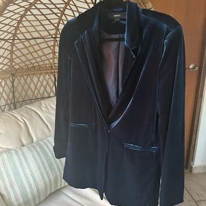 Women’s Forever 21 Royal Blue Winter Christmas Velvet Suit Jacket Blazer Sz M